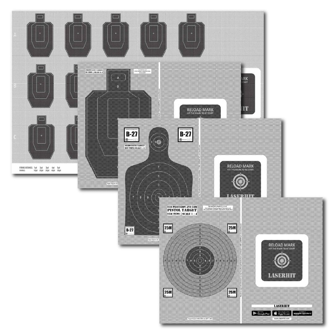 LaserHIT Handgun DRILLS Targets Premium Heavy Duty and Magnetic